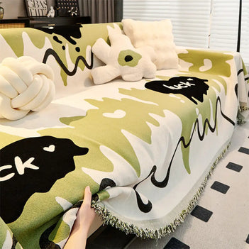 Ice Cream Wavy Chenille Scratch-Resistant Sofa Blanket Sofa Cover