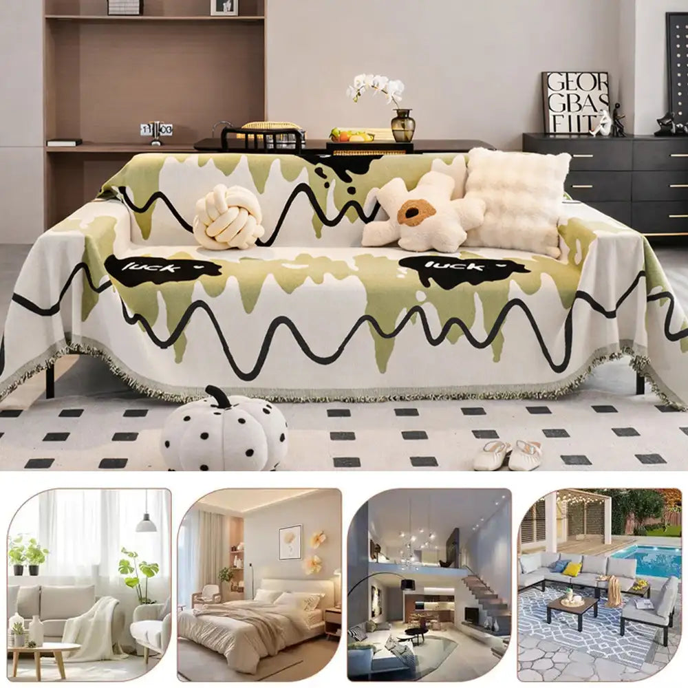 Ice Cream Wavy Chenille Scratch-Resistant Sofa Blanket Sofa Cover