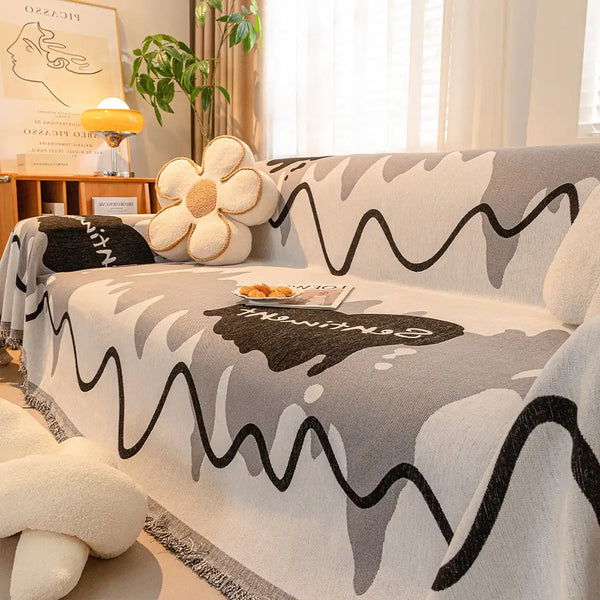 Ice Cream Wavy Chenille Scratch-Resistant Sofa Blanket Sofa Cover