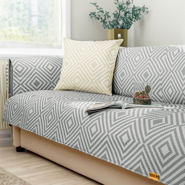 Ice Silk Cooling Geometric Sofa Cover Antimicrobial Protection