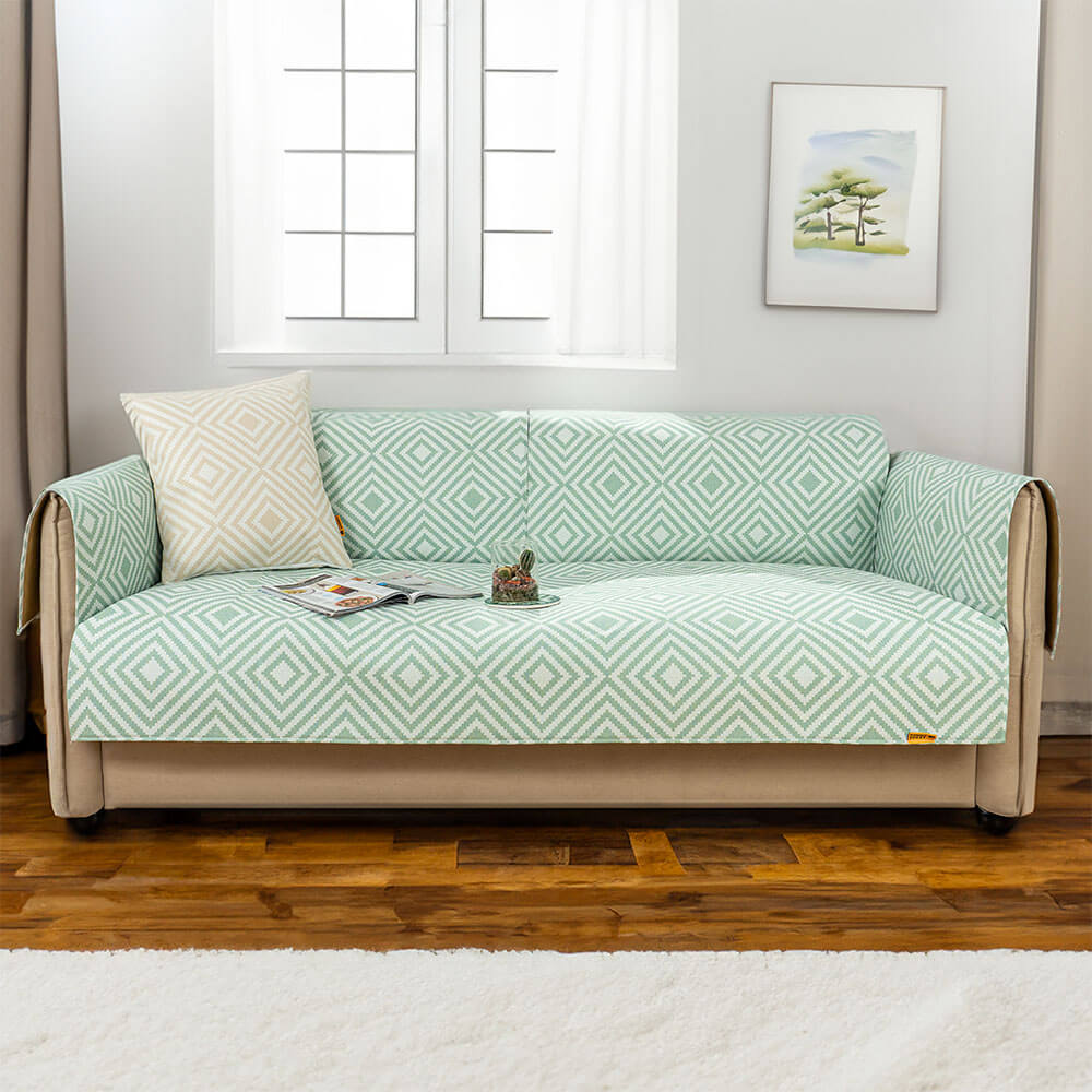 Ice Silk Cooling Geometric Sofa Cover Antimicrobial Protection