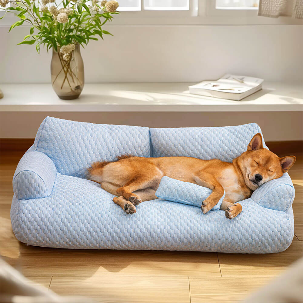 Ice Silk Cooling Pet Bed Breathable Washable Dog Sofa Bed - Outdoor