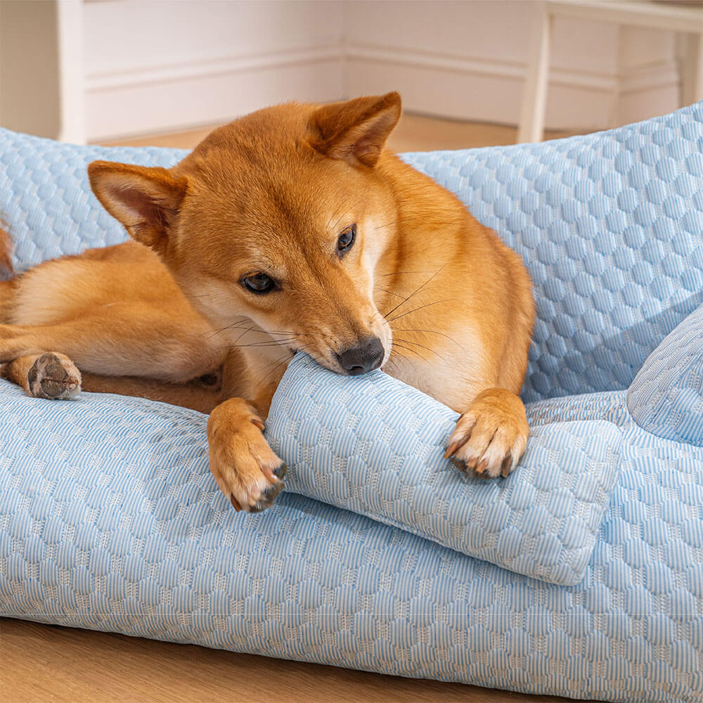 Ice Silk Cooling Pet Bed Breathable Washable Dog Sofa Bed - Outdoor