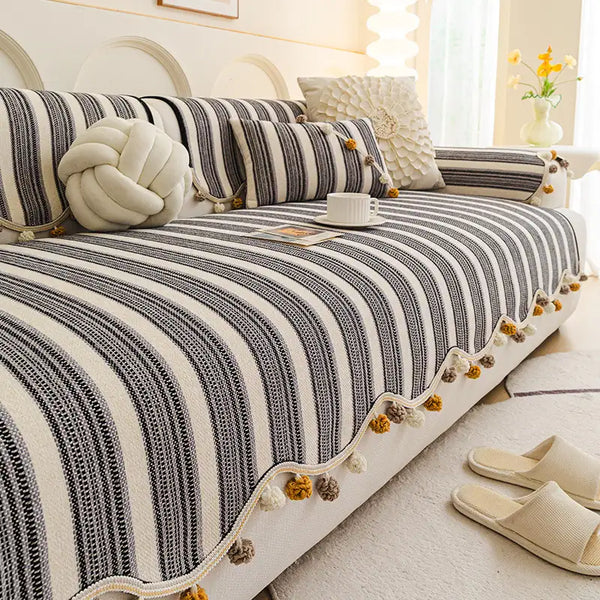 Irregular Contrast Color Chenille Skin-Friendly Non-Slip Sofa Protective Sofa Cover