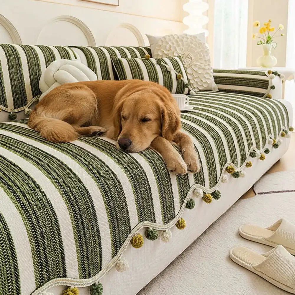 Irregular Contrast Color Chenille Skin-Friendly Non-Slip Sofa Protective Sofa Cover