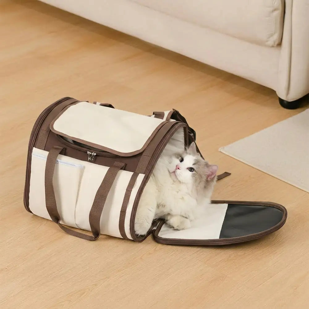 Large Capacity Breathable Foldable Pet Backpack Carrier for Travel Safety and Vet