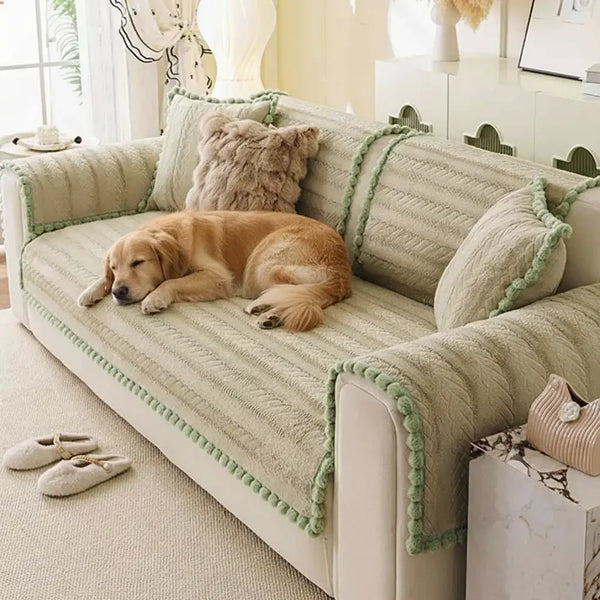 Lazy Chic Plush Winter Sofa Protector Skin-Friendly Sofa Cover