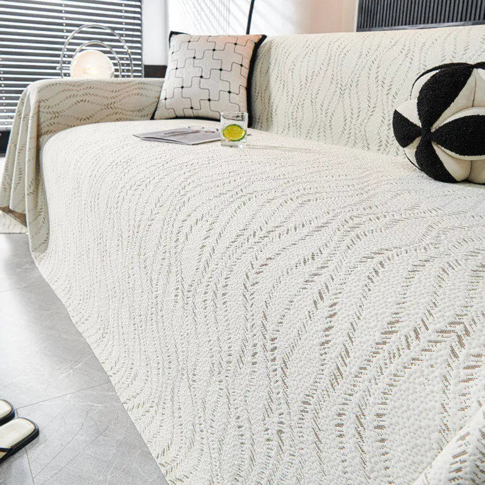 Leaf Pattern Cooling Ice Silk Sofa Protection Large Blanket Sofa Cover