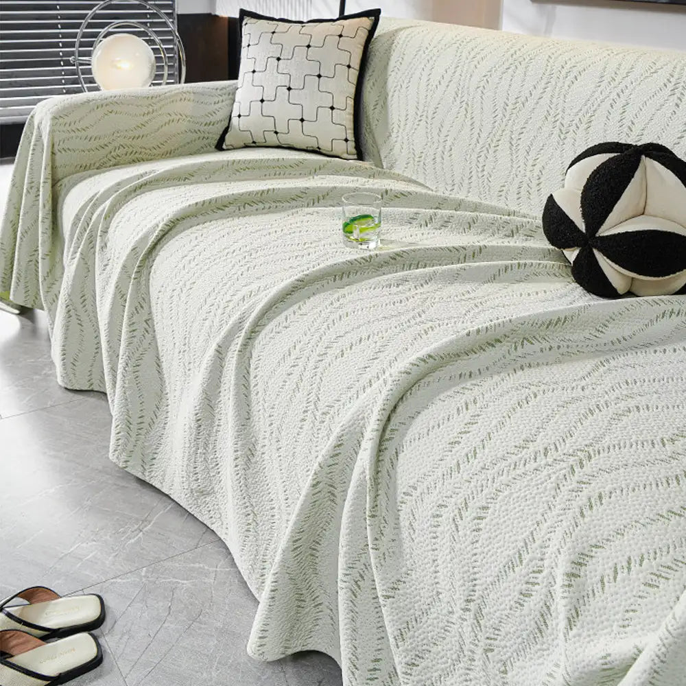 Leaf Pattern Cooling Ice Silk Sofa Protection Large Blanket Sofa Cover