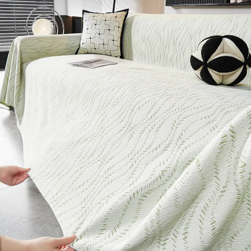 Leaf Pattern Cooling Ice Silk Sofa Protection Large Blanket Sofa Cover