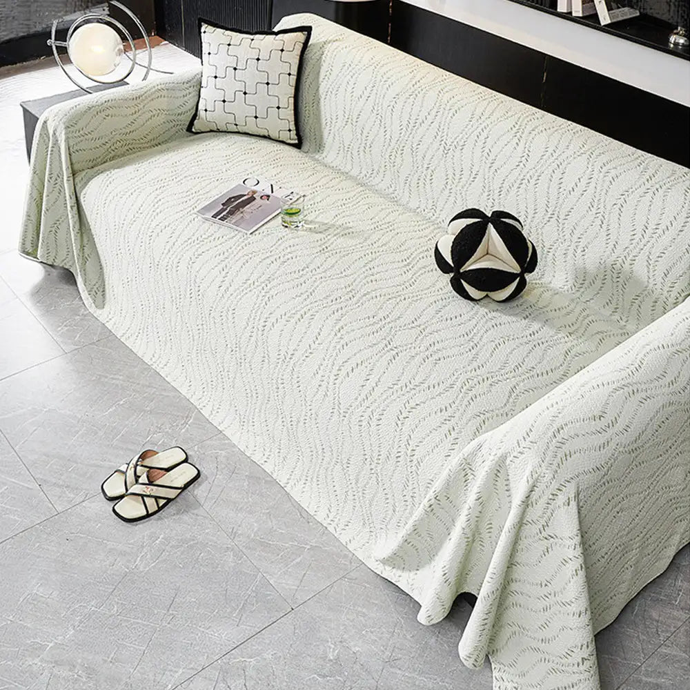 Leaf Pattern Cooling Ice Silk Sofa Protection Large Blanket Sofa Cover