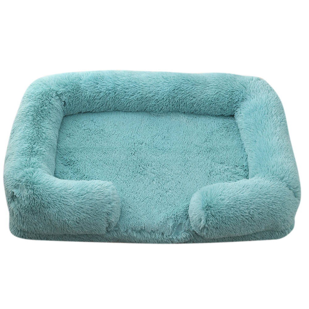 Long Plush - Square Surround Support Deep Sleep Dog Bed