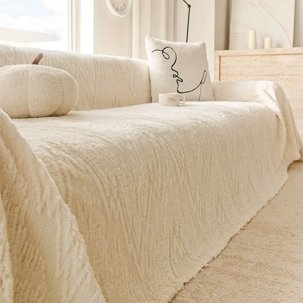 Luxury Nordic Jacquard Fleece Thickened Anti-Scratch Sofa Cover