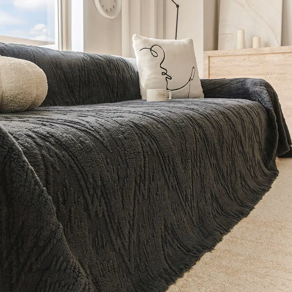 Luxury Nordic Jacquard Fleece Thickened Anti-Scratch Sofa Cover