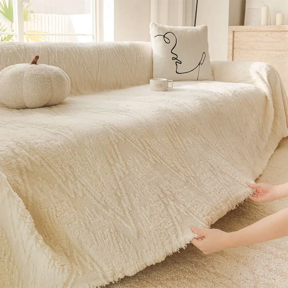 Luxury Nordic Jacquard Fleece Thickened Anti-Scratch Sofa Cover