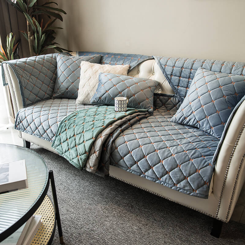 Luxury Quilted Velvet Non-Slip Sofa Cover