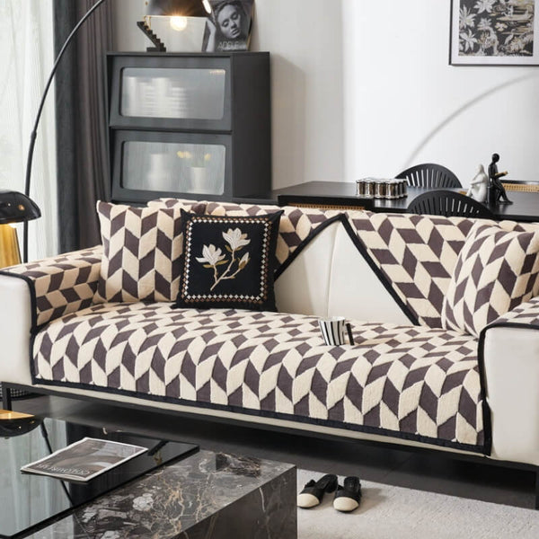 Modern Diamond Plush Sofa Decoration Non-Slip Sofa Cover