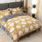 Modern Leaf Pattern Soft Milk Velvet Bed Sheet Set with Bed Skirt