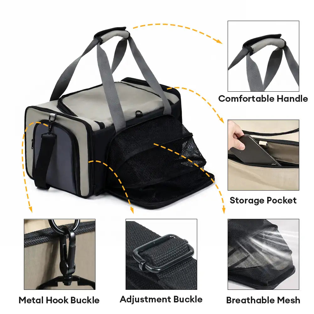 Airline Approved Outdoor Portable Breathable Large-Capacity Expandable Cat Carrier Bag
