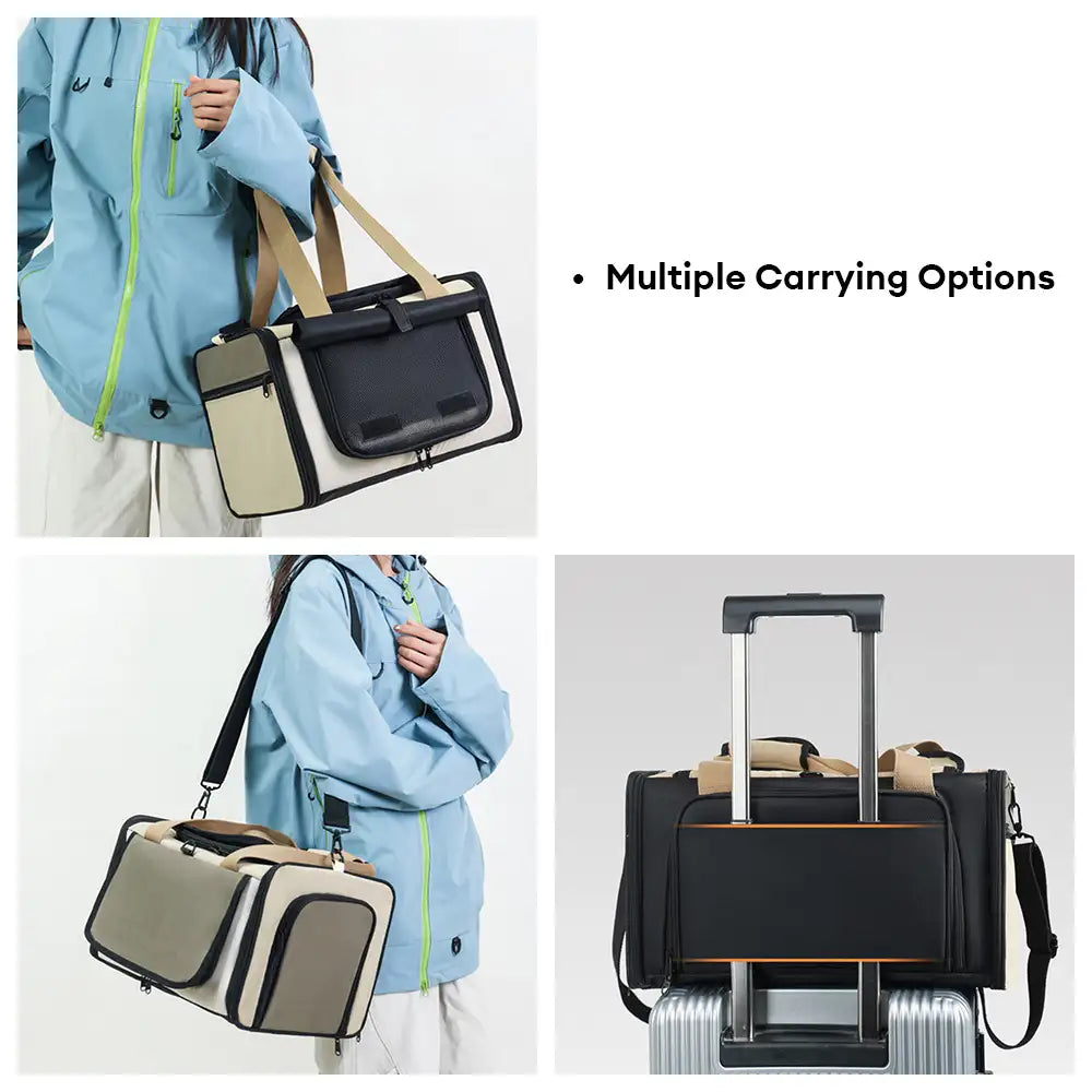 Airline Approved Outdoor Portable Breathable Large-Capacity Expandable Cat Carrier Bag