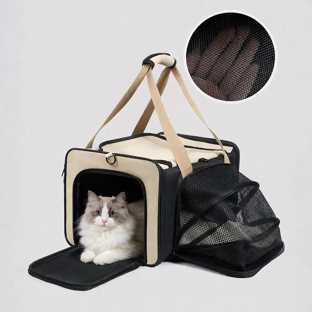 Airline Approved Outdoor Portable Breathable Large-Capacity Expandable Cat Carrier Bag