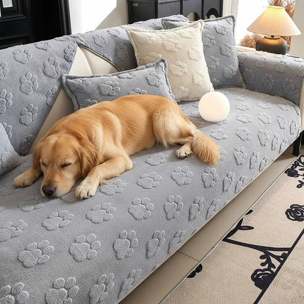 Paw Print Cute Plush Thick Sofa Decoration Non-slip Sofa Cover