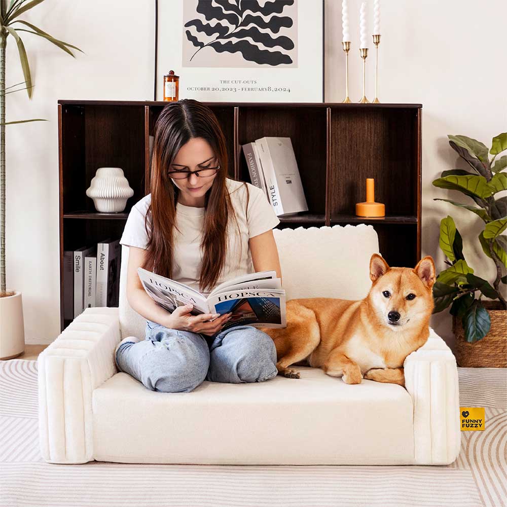 Plush Fluffy Large Orthopedic Human-Dog Bolster Bed