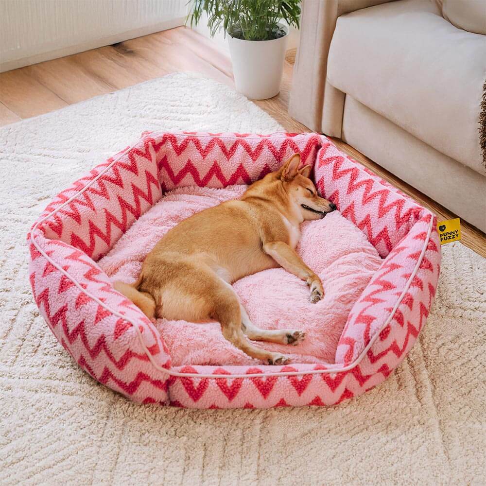 Plush Retreat Chevron Dog Bed-The Warm Hugger