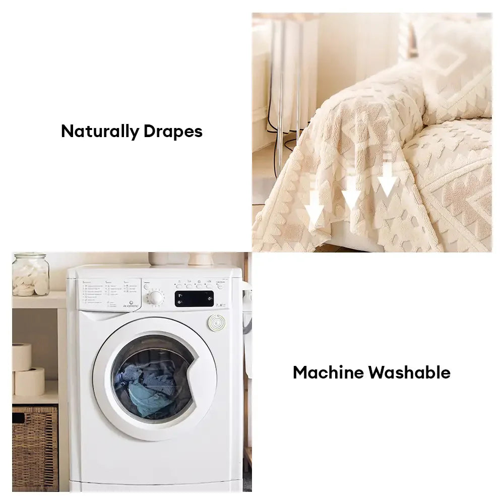 Plush Thickened Geometric Pattern Furniture Blanket Throw Sofa Cover