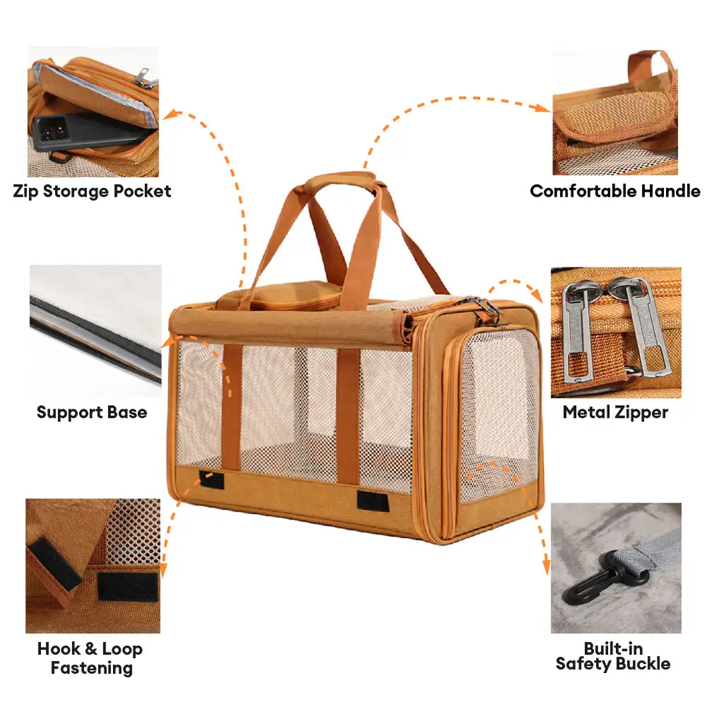 Airline Approved Portable Breathable Large-Capacity Expandable Multi-Functional Cat Carrier Bag