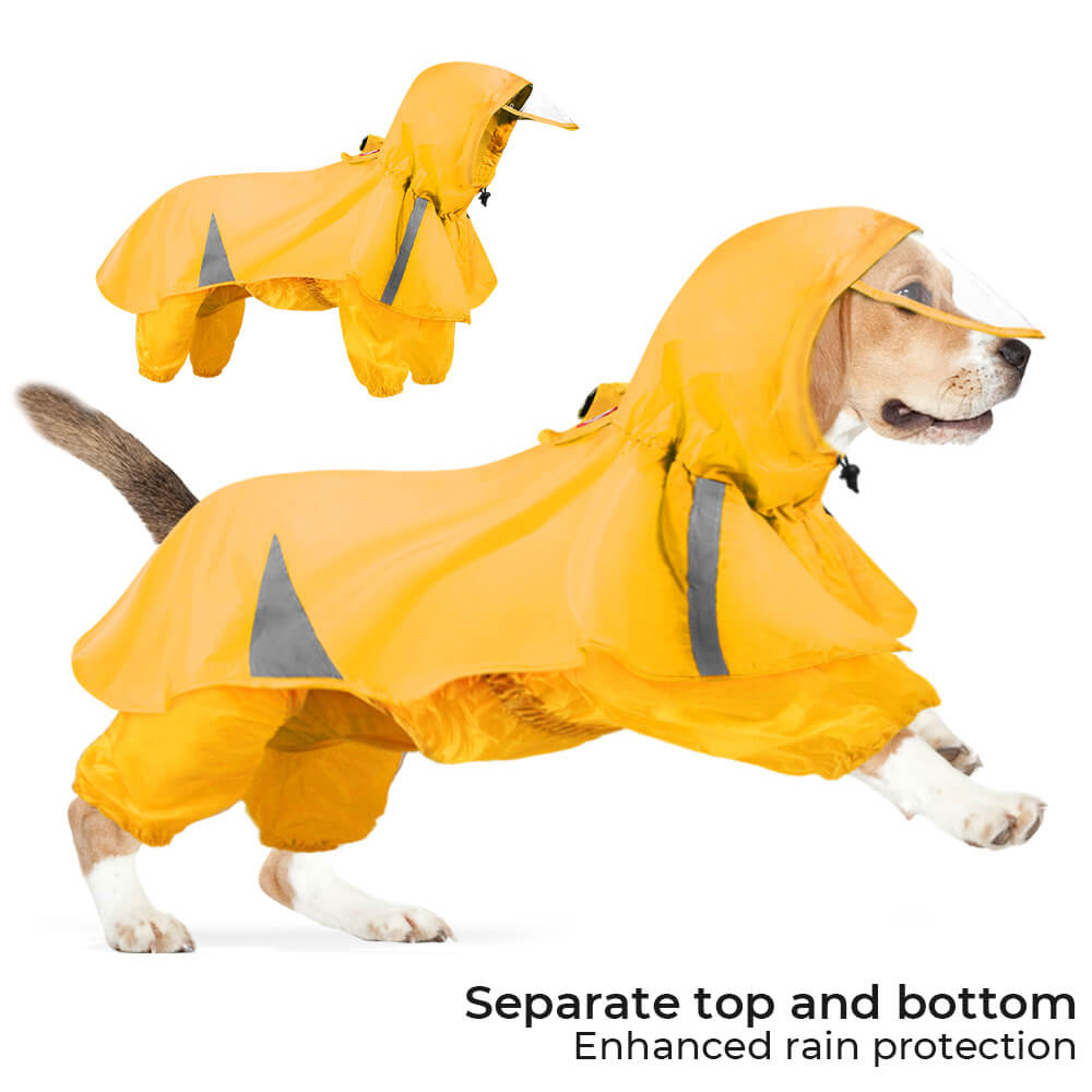 Reflective Windproof And Waterproof Hooded Dog Cape Raincoat