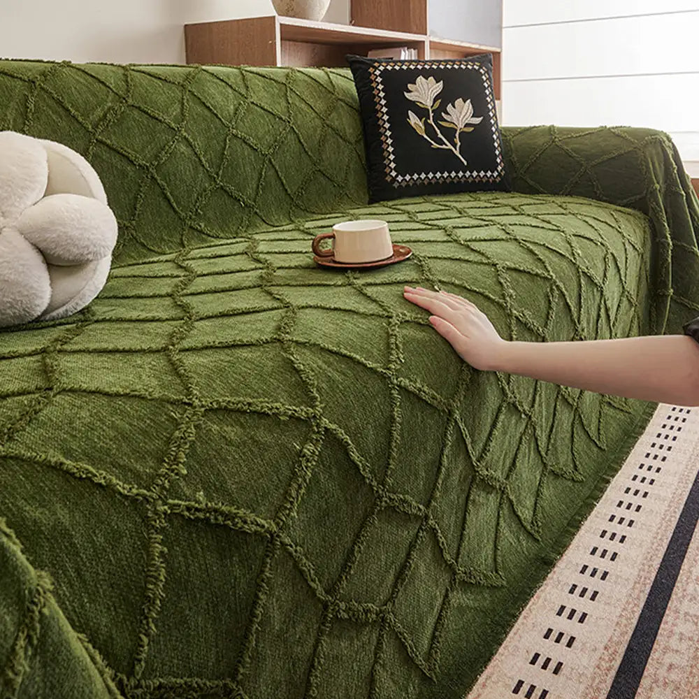 Retro Jungle Jacquard Chenille Anti-Scratch Sofa Protector Couch Cover