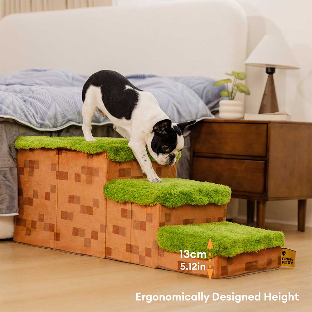 Retro Pixel Handcrafted Foldable Pet Stairs With Storage - Blocky PawGame