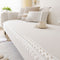 All-Season Water-resistant Anti-Scratch Soft Corduroy Sofa Cover with Pom-Poms
