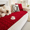 Soft Plush Plaid Square Furniture Protector Anti-Slip Sofa Cover