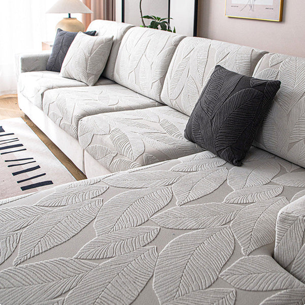 Modern Leaf Jacquard Water-Repellent Anti-Scratch Stretch Full Wrap Outdoor Sofa Cover