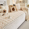 Soft Plush Plaid Square Furniture Protector Anti-Slip Sofa Cover