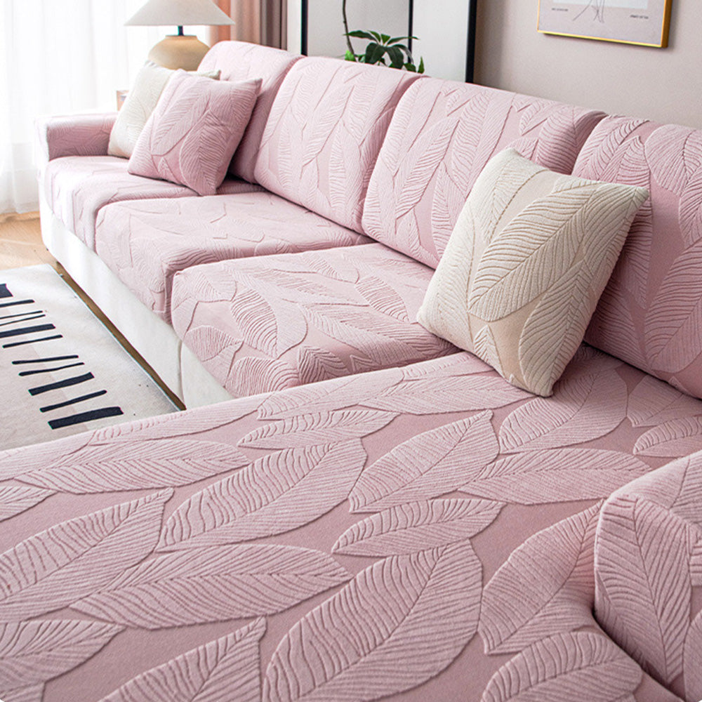 Modern Leaf Jacquard Water-Repellent Anti-Scratch Stretch Full Wrap Sofa Cover
