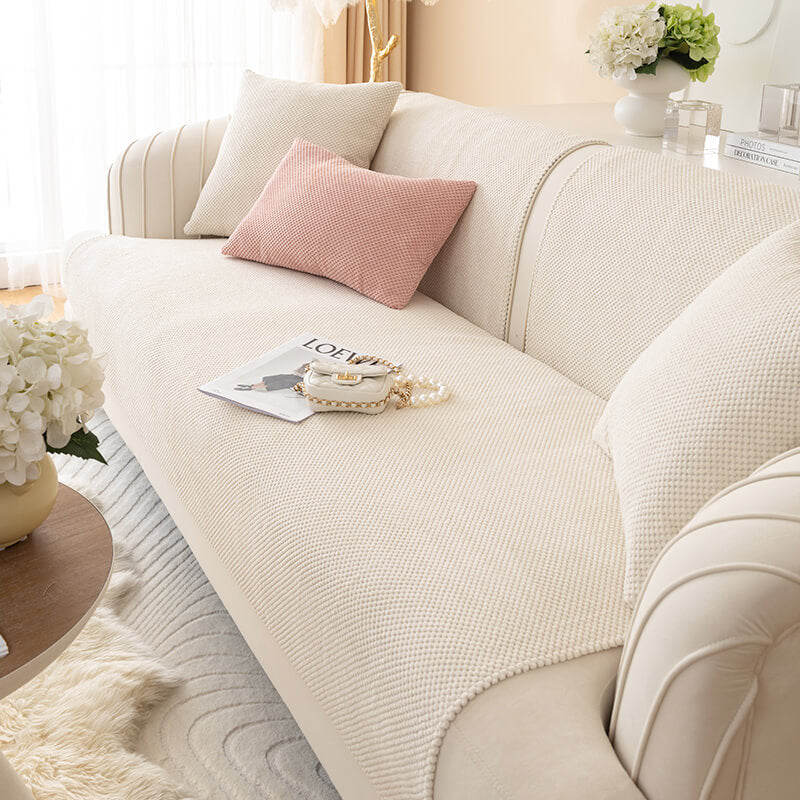 Simple Solid Colour Plush Furniture Protector Outdoor Sofa Cover