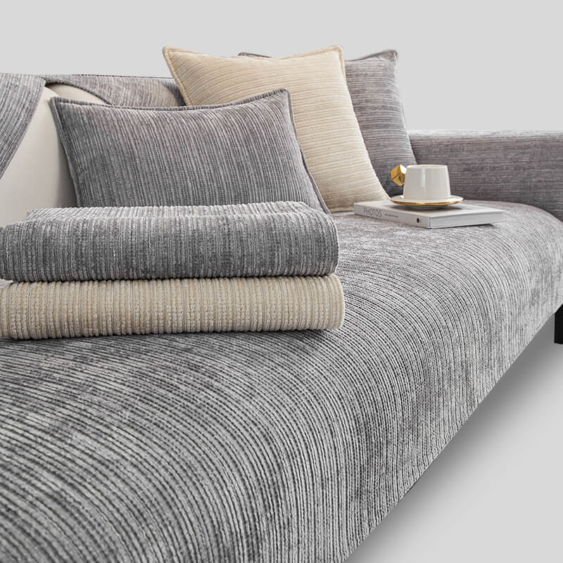 Simple Solid Color Chenille Scratch-resistant Protective Outdoor Sofa Cover