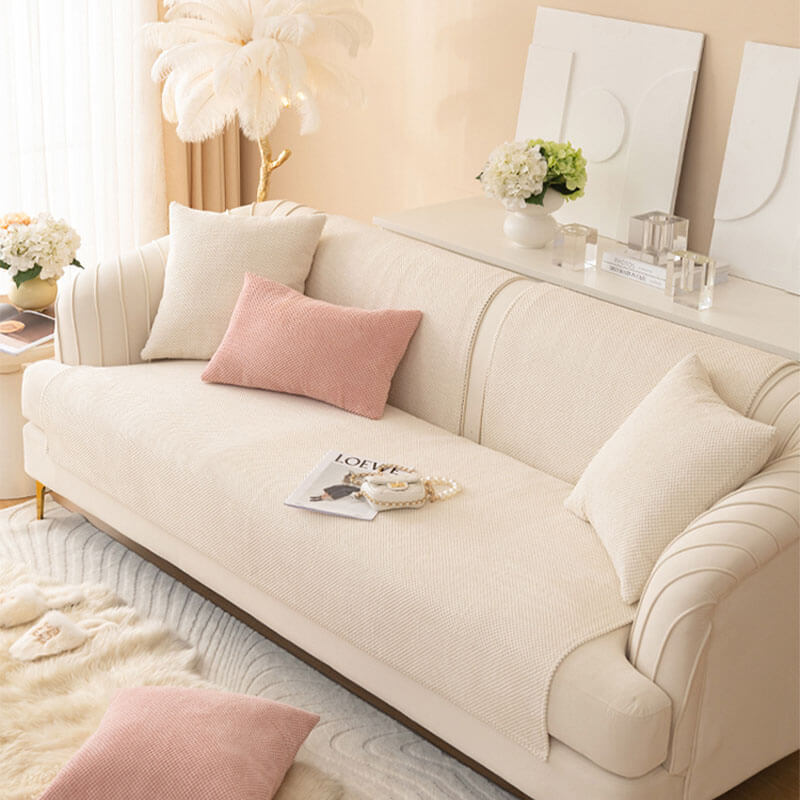 Simple Solid Colour Plush Furniture Protector Outdoor Sofa Cover