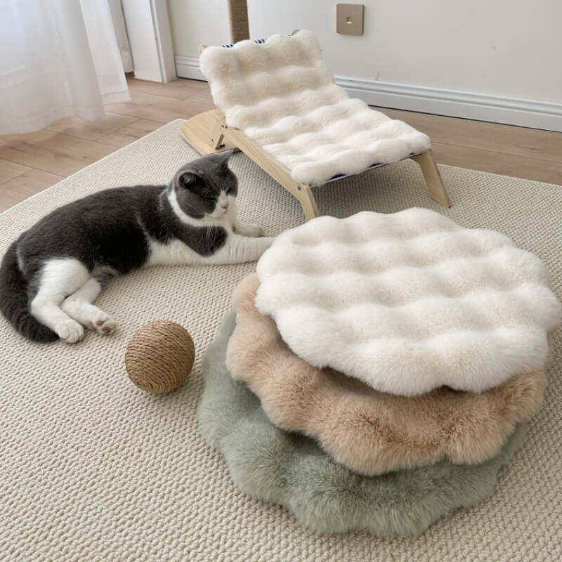 Tapis de couchage rond en peluche douce et chaude pour animaux de compagnie