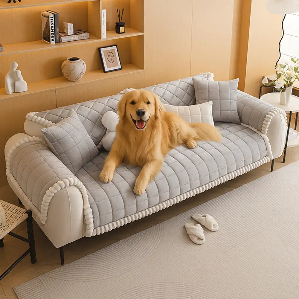 Square Short Plush Simple Sofa Protection Non-Slip Couch Cover