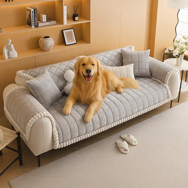 Square Short Plush Simple Sofa Protection Non-Slip Couch Cover