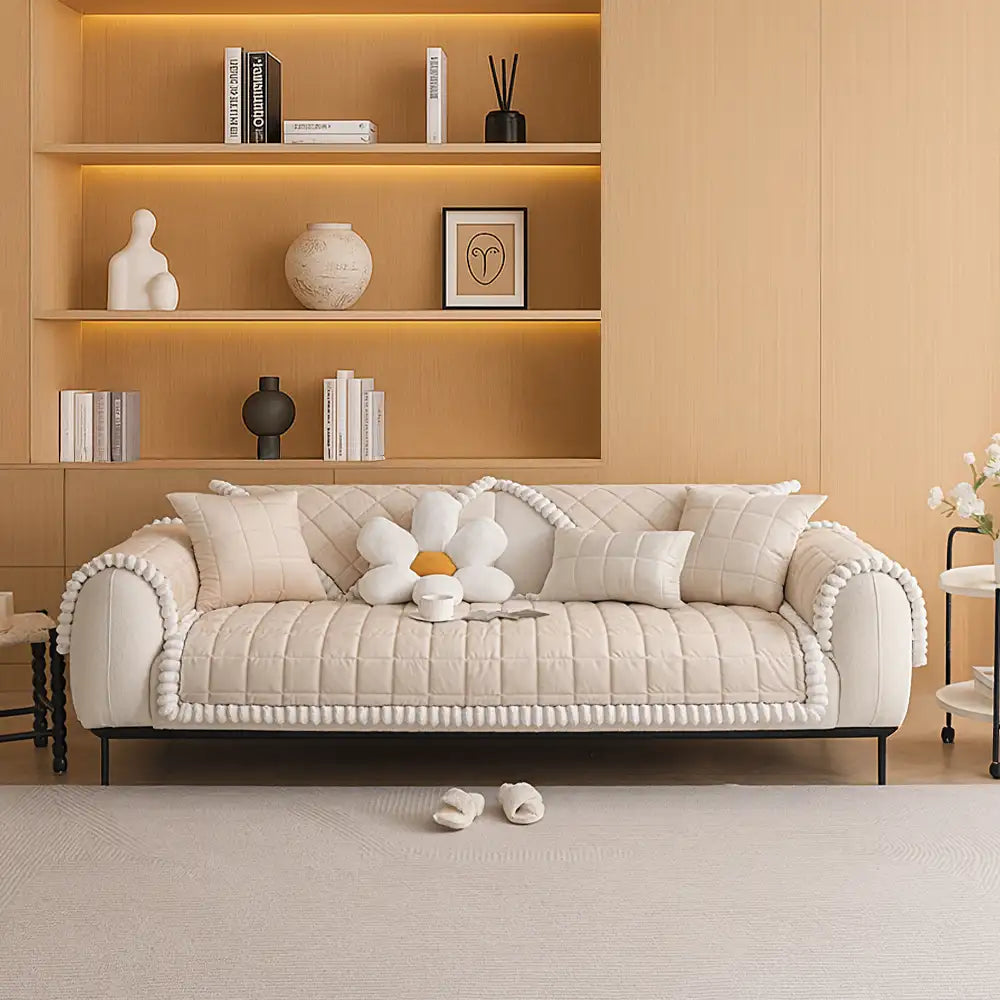 Square Short Plush Simple Sofa Protection Non-Slip Couch Cover