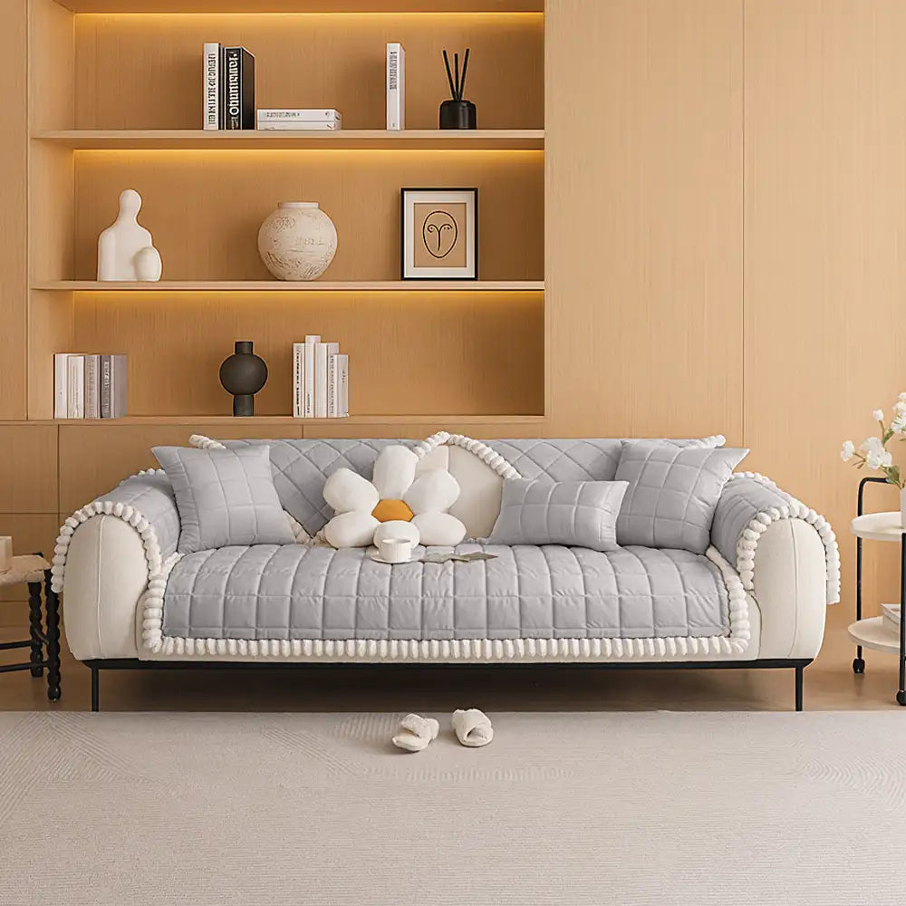 Square Short Plush Simple Sofa Protection Non-Slip Couch Cover