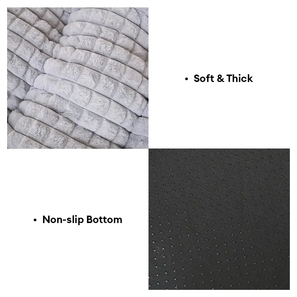 Square Striped Short Plush Fluffy Dog Bed for Small to Large Dogs’ Deep Rest