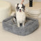 Square Striped Short Plush Fluffy Dog Bed for Small to Large Dogs’ Deep Rest