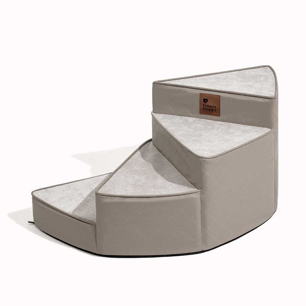 Luxe Water-repellent Faux Leather Removable Spiral Pet Stairs - StepEase