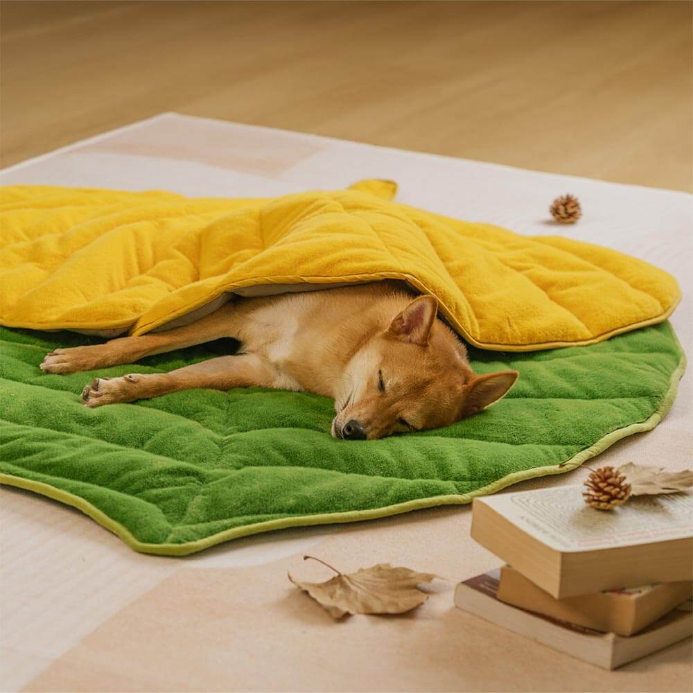 Plush Leaf-Shaped Washable Dog Mat-The Leaf Collector